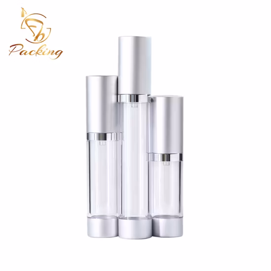 材質としての高い透明性 5ml 10ml 15ml 20ml 30ml エアレスポンプボトル、アルミ素材のポンプとキャップ付き